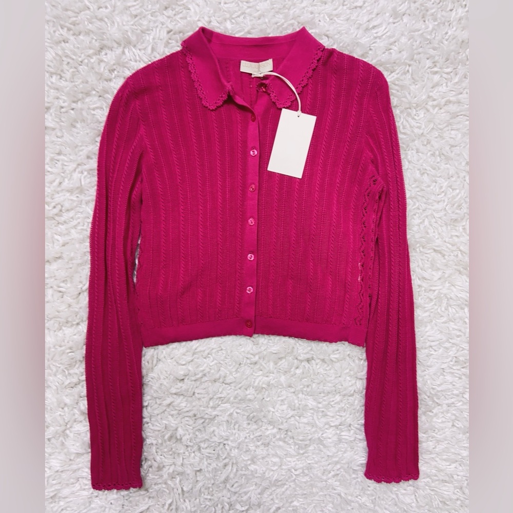 NWT Ulla Johnson Lottie Collar Rib Silk Blend Cardigan